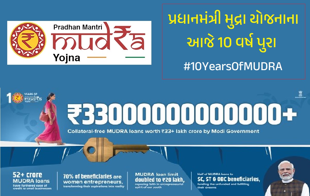 પ્રધાનમંત્રી મુદ્રા યોજનાના આજે 10 વર્ષ પુરા